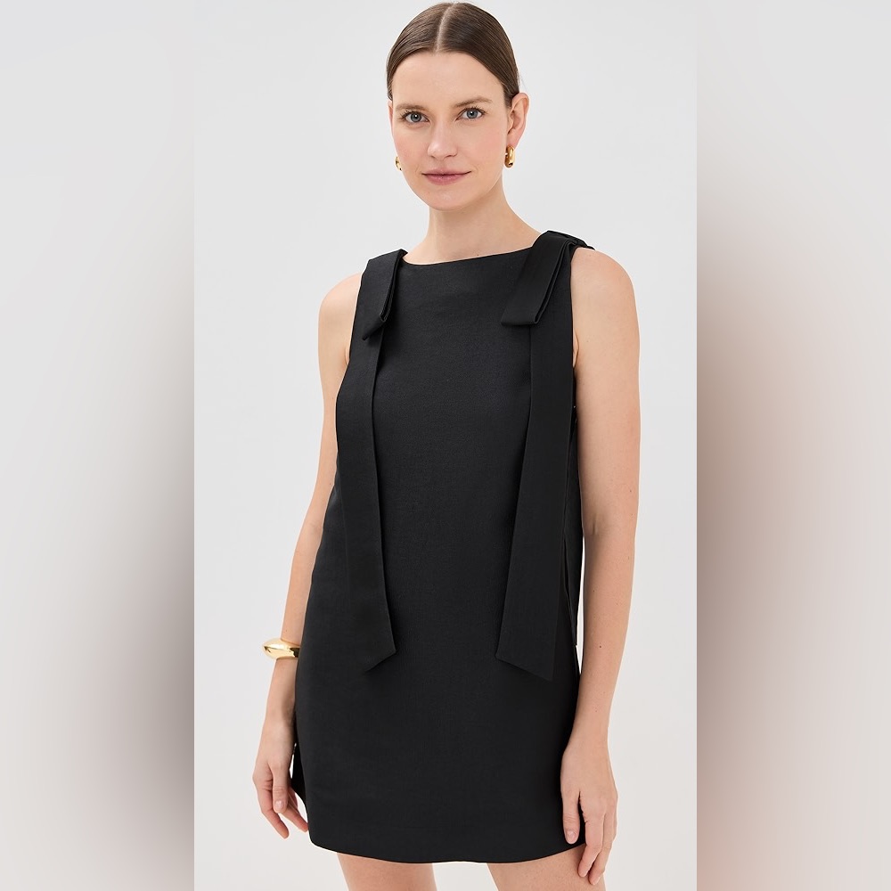 Aligne Fern Bow Mini Dress In Black, Size 4